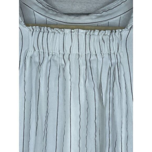 Promesa White Collared Pinstripe Long Sleeve Blouse Size Small - Picture 4 of 5